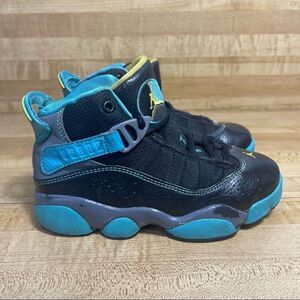 Nike Air Jordan 6 Rings Youth Size 11C Black/Gamma Blue Sneakers (323432-089)